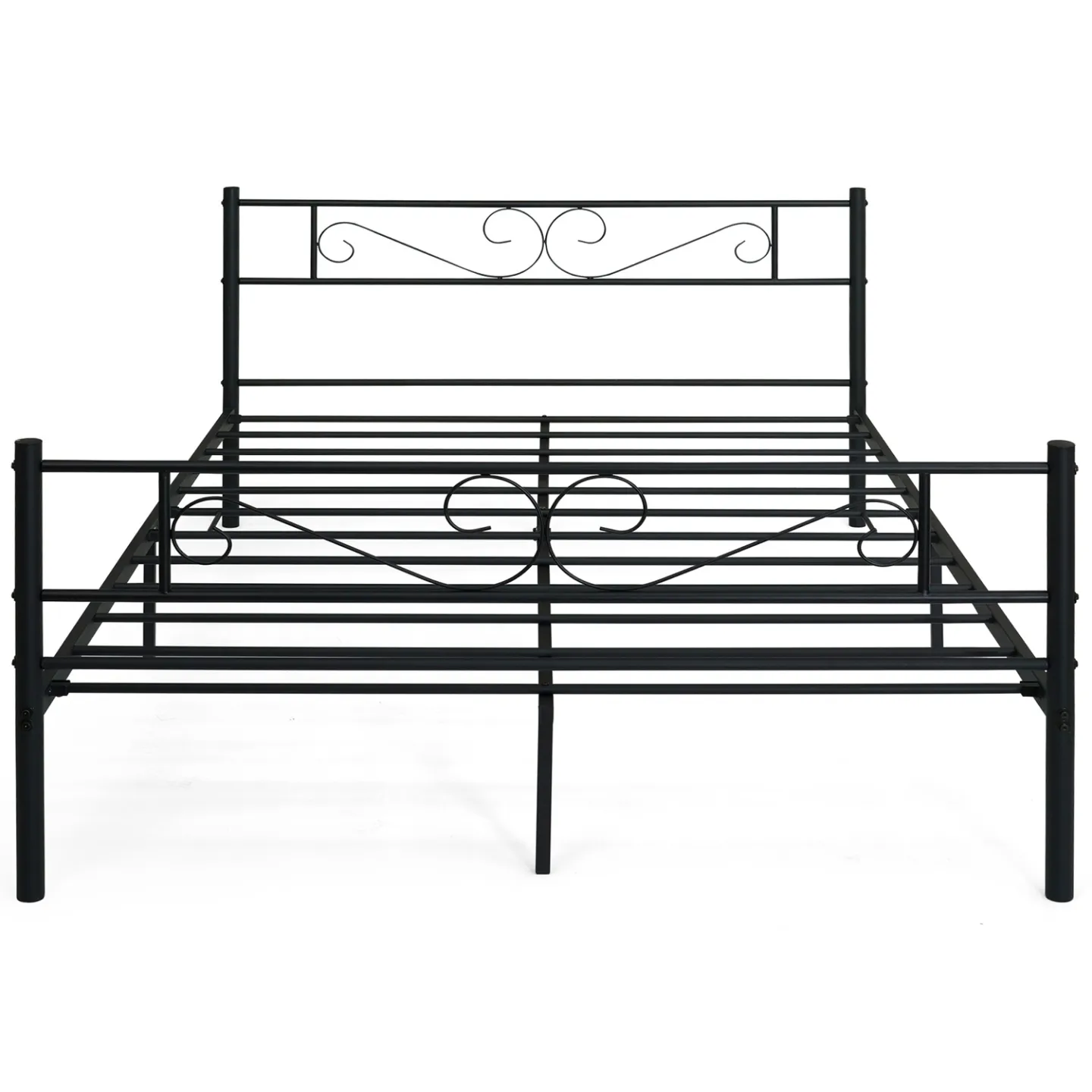 Lit double TAMPA avec tête de lit et sommier en métal 140 x 190 cm noir