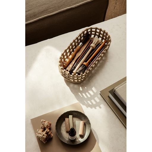 ferm LIVING Keramisk Flettet Oval Kurv, Cashmere