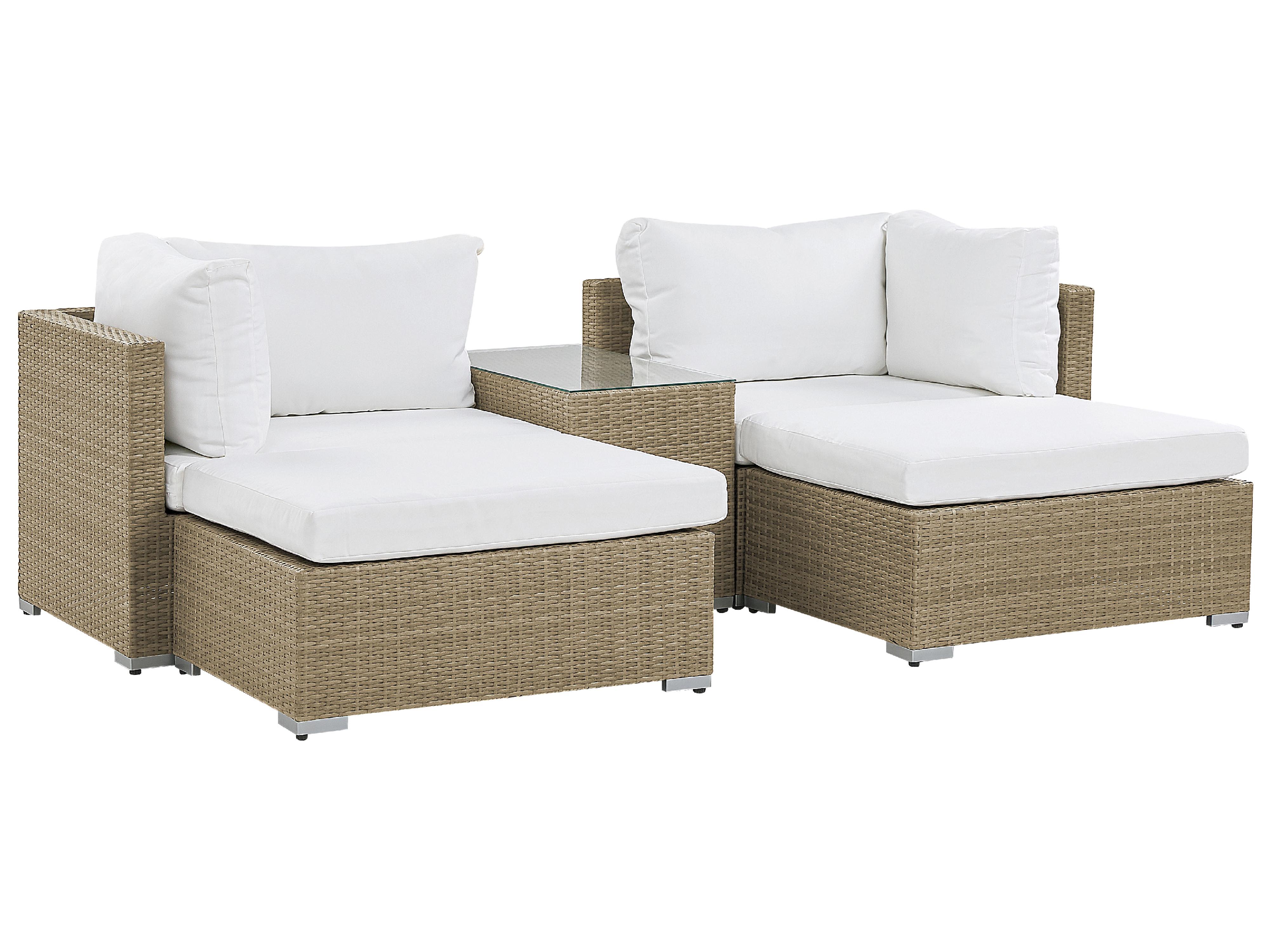 Loungeset met tafel 2-zits NOTO modulair PE rotan Lichtbruin