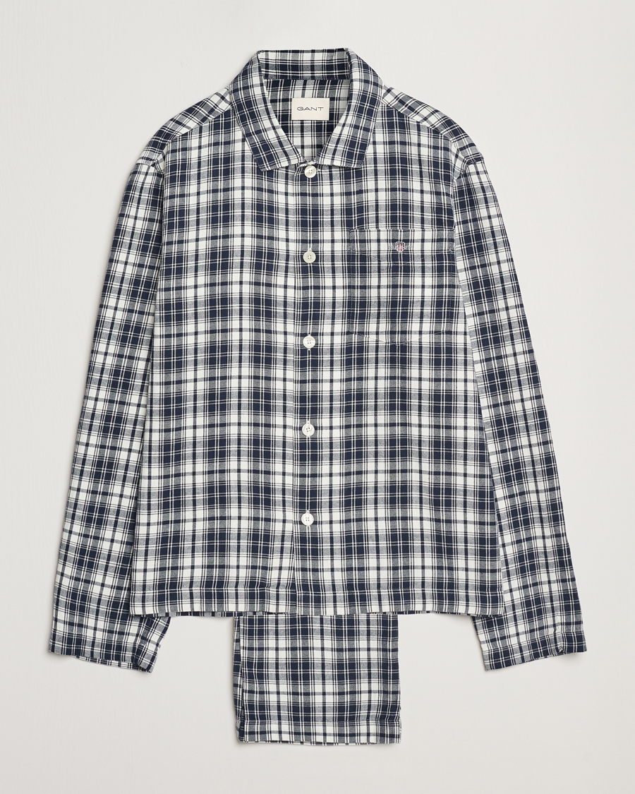 GANT Checked Flannel Pyjama Set Evening Blue