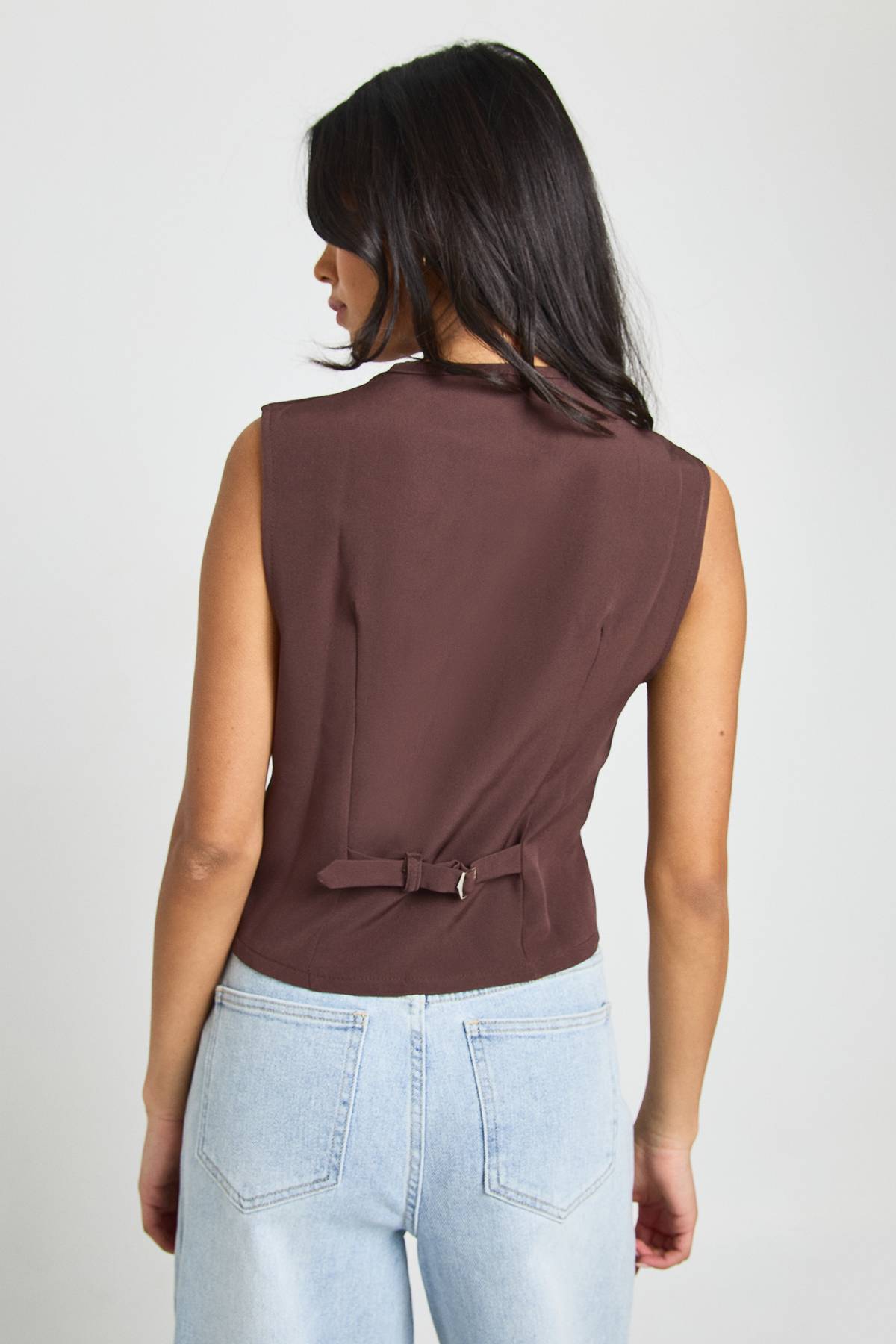 boohoo Gilet dos ajustable asymétrique