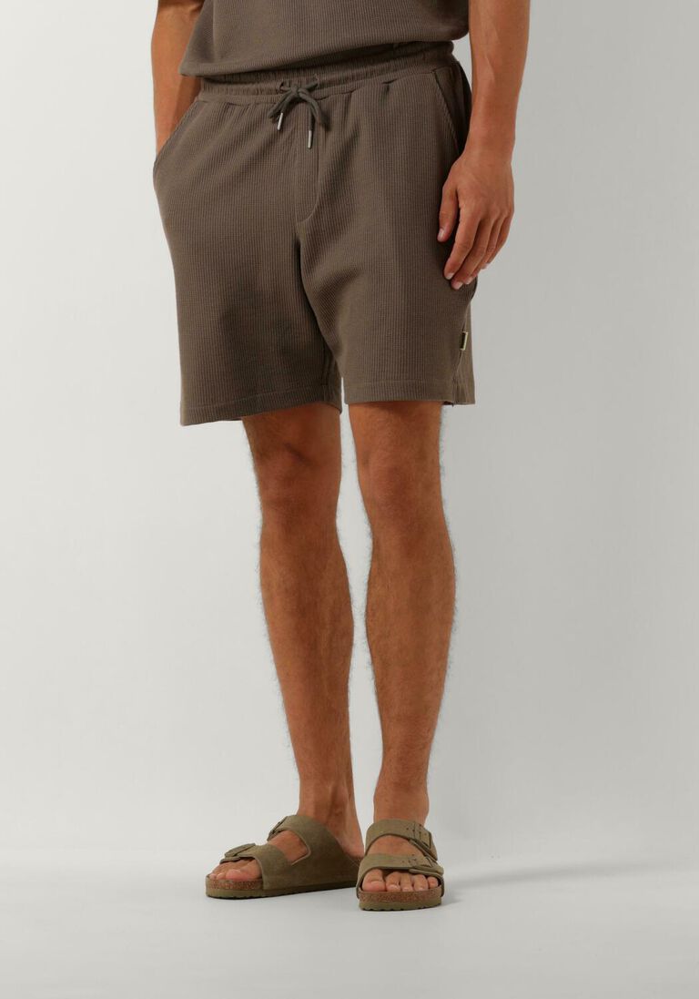 WOODBIRD bruine woodbird korte broek wbbommy waffel shorts