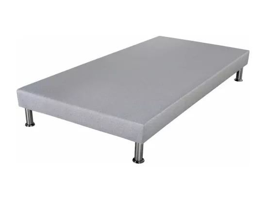 Sommier déco SR9 + pieds - Gris clair 90x190 - Lattes bois - H.13 cm - Made in France
