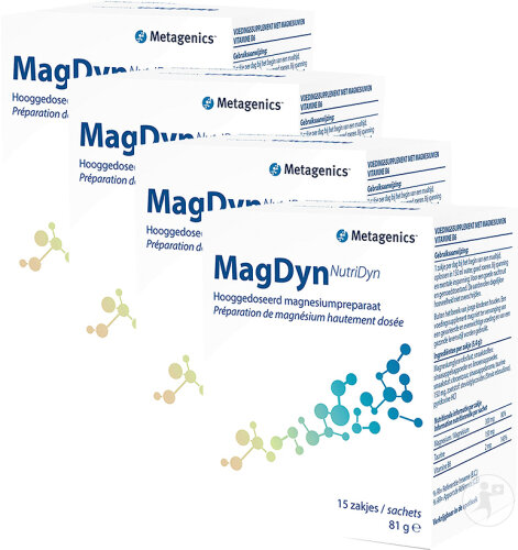 Pack de 4 Metagenics MagDyn NutriDyn Magnésium Poudre 15 Sachets