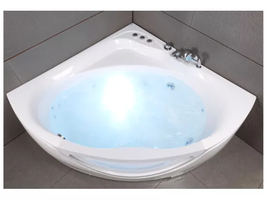 Baignoire balnéo d'angle TASMANIE WHITE Jets L135xl135xH54cm, by SPALINA