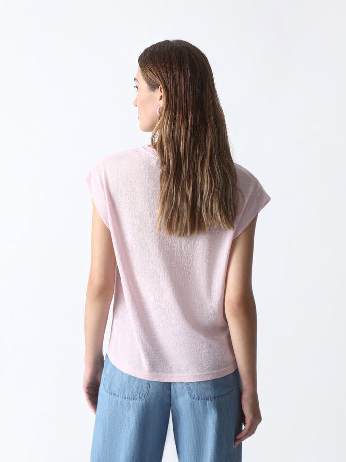 Camiseta texturizada de manga curta - Rosa