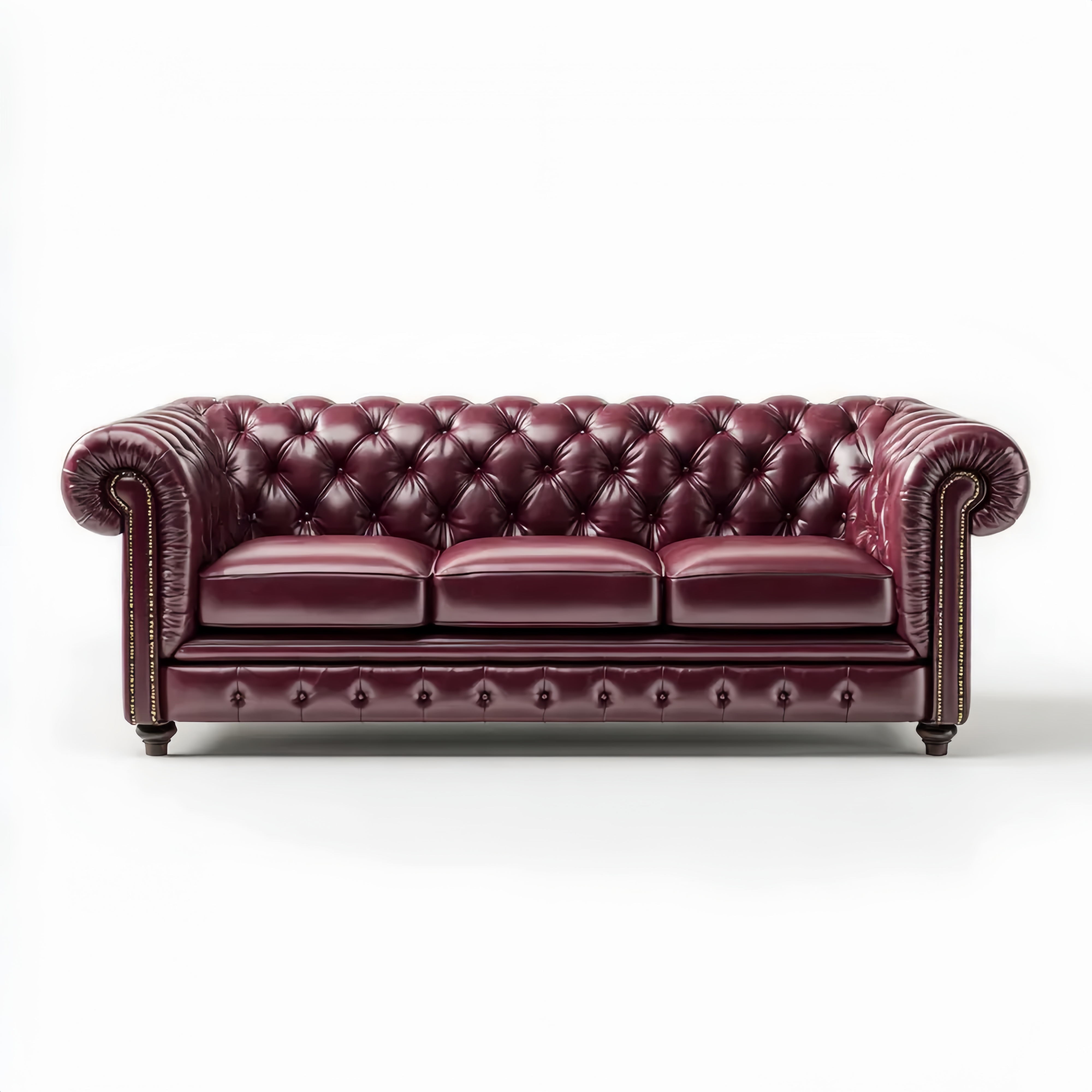 3-Sitzer-Sofa Leder 220x85x75 cm - Dunkelrot - Klassisches Design