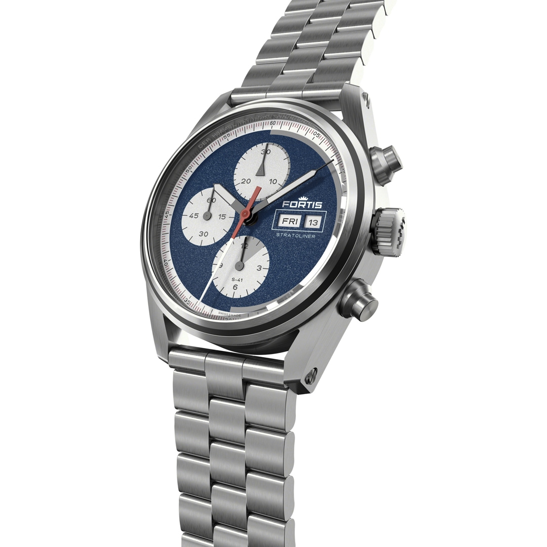 Fortis Stratoliner S-41 Blue Japan Block Bracelet
