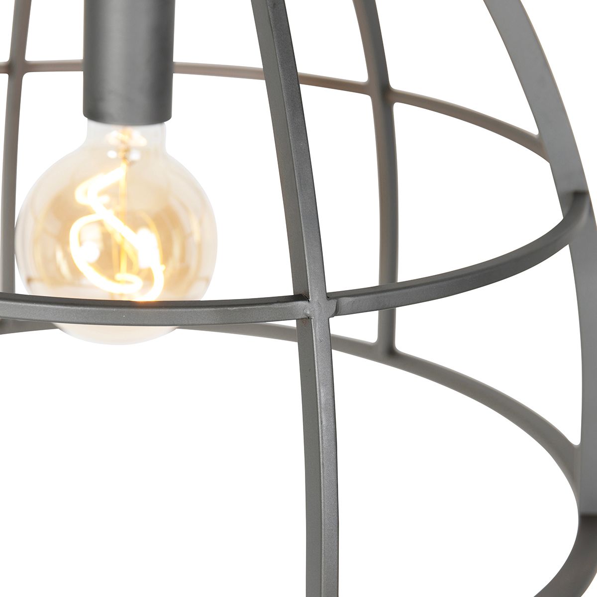 Smart hanglamp donkergrijs met hout 47 cm incl. Wifi G95 - Arthur