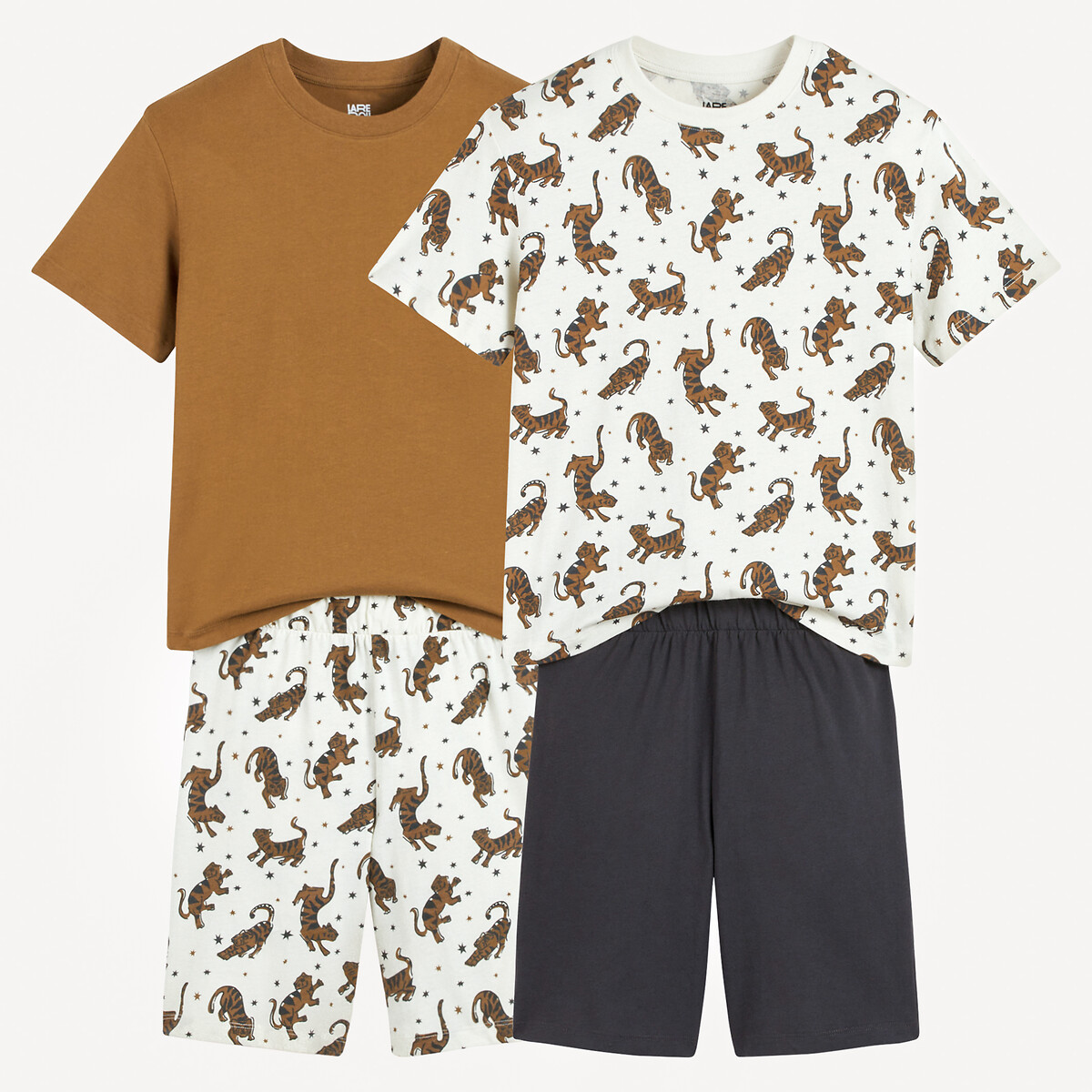 COLEÇÃO LA REDOUTE<br>Conjunto de 2 shorts de pijama de algodão com estampa de tigre