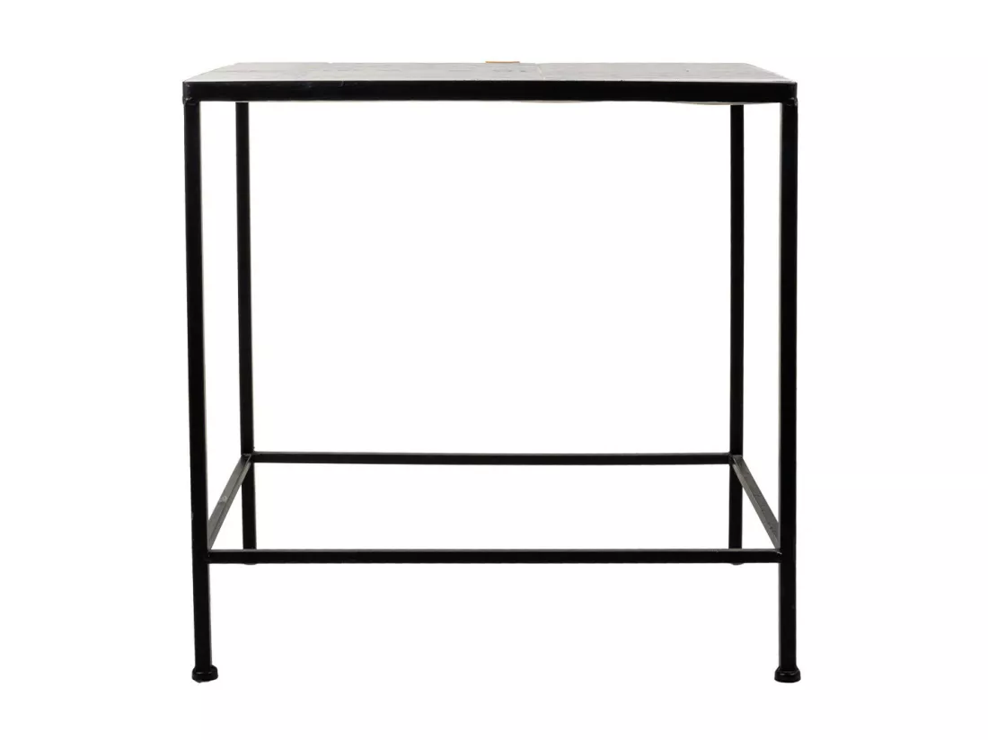 Set de 2 tables en fer forgé et mosaïque noires