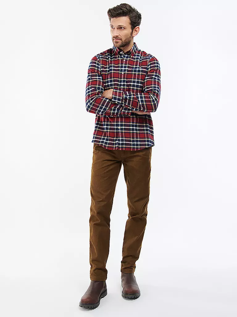 BARBOUR Flanellhemd Slim Fit BEDSOM rot