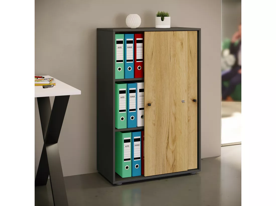 Armoire de bureau portes coulissantes Lona 3x