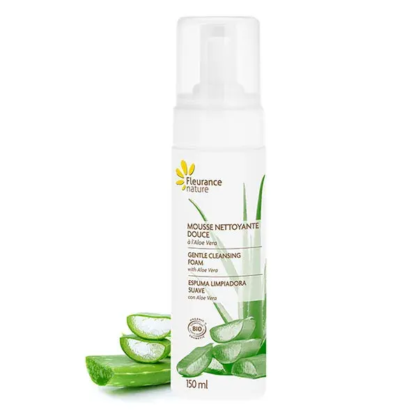 Fleurance Nature - Espuma de Limpeza Suave com Aloe Vera Orgânica - Frasco com Bomba Dosadora de 150ml