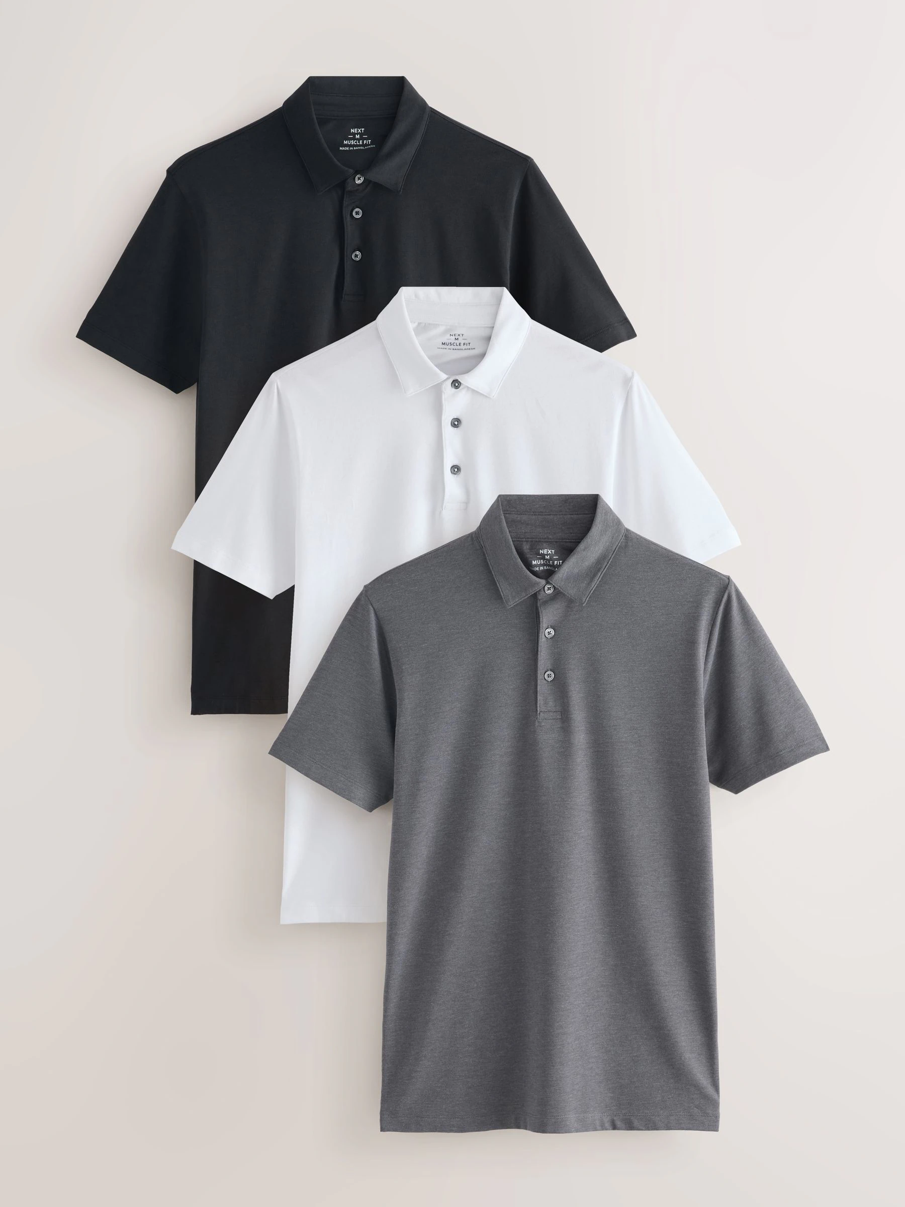 Wit/grijs/zwart - 3 Jersey polo's