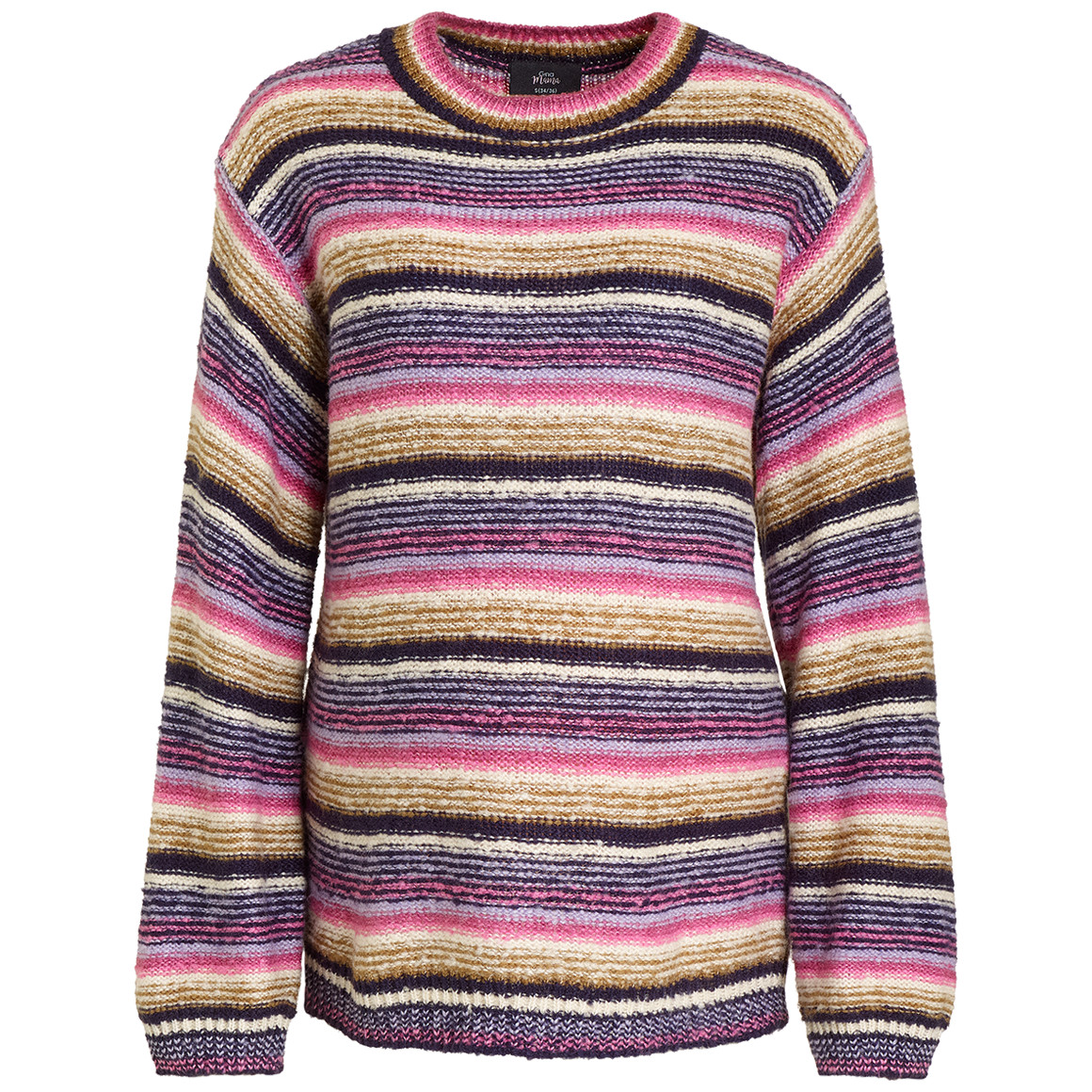 Gina Mama Damen Umstands-Strickpullover mit Streifen beere / dunkelblau / hellbraun