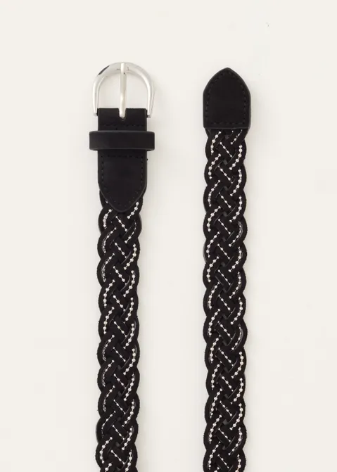 Riem met gevlochten details zwart (ZWART)