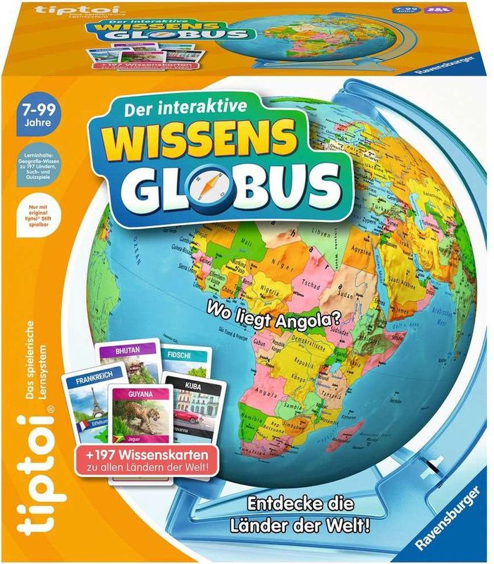 Interactieve Wereldbol - Politieke Wereldkaart - Voor Kinderen - Inclusief 200 Speelkaarten