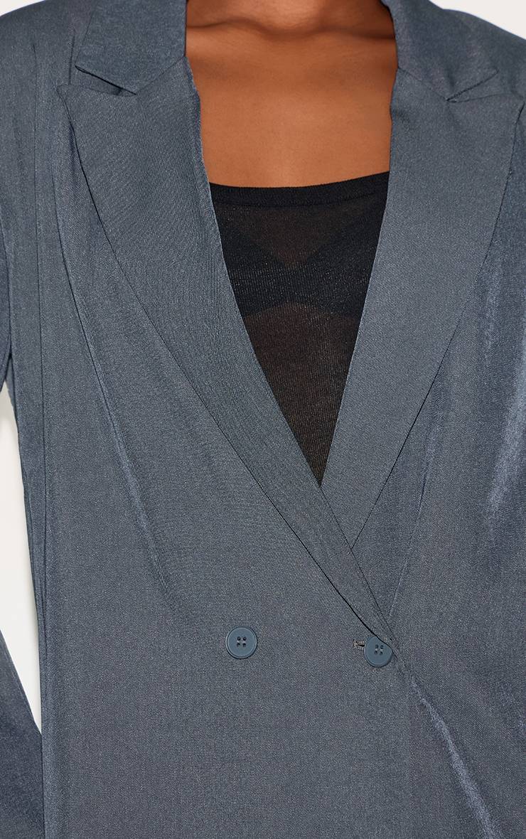 Charbon Blazer Oversize Tissé Sur Mesure