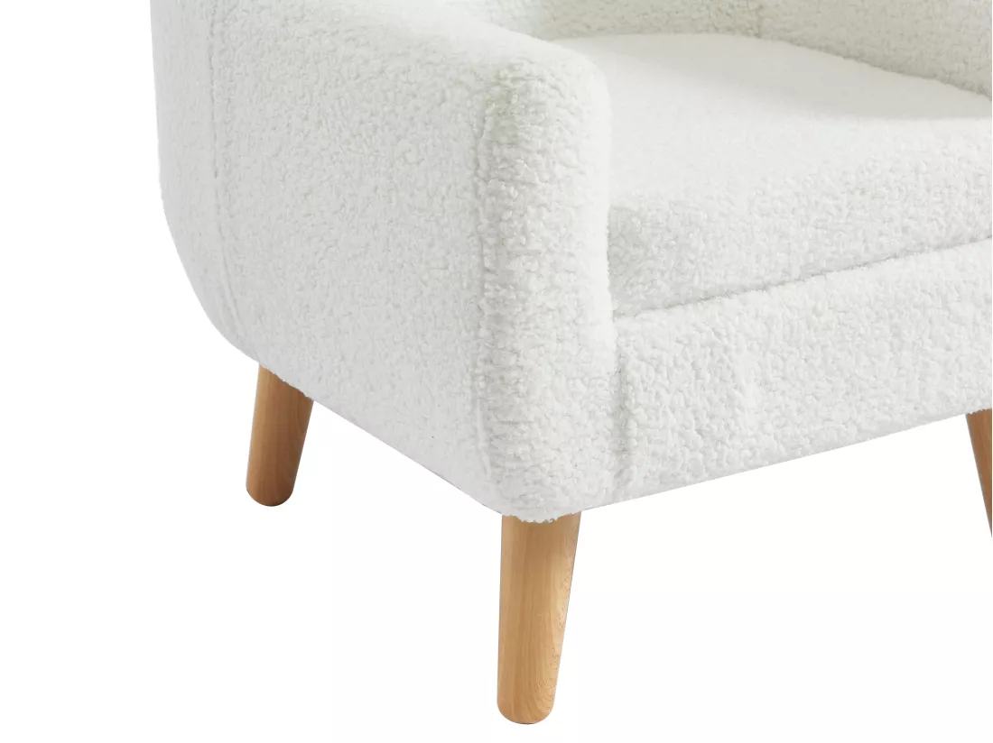 Fauteuil pour enfant en tissu bouclette blanc CASORLA