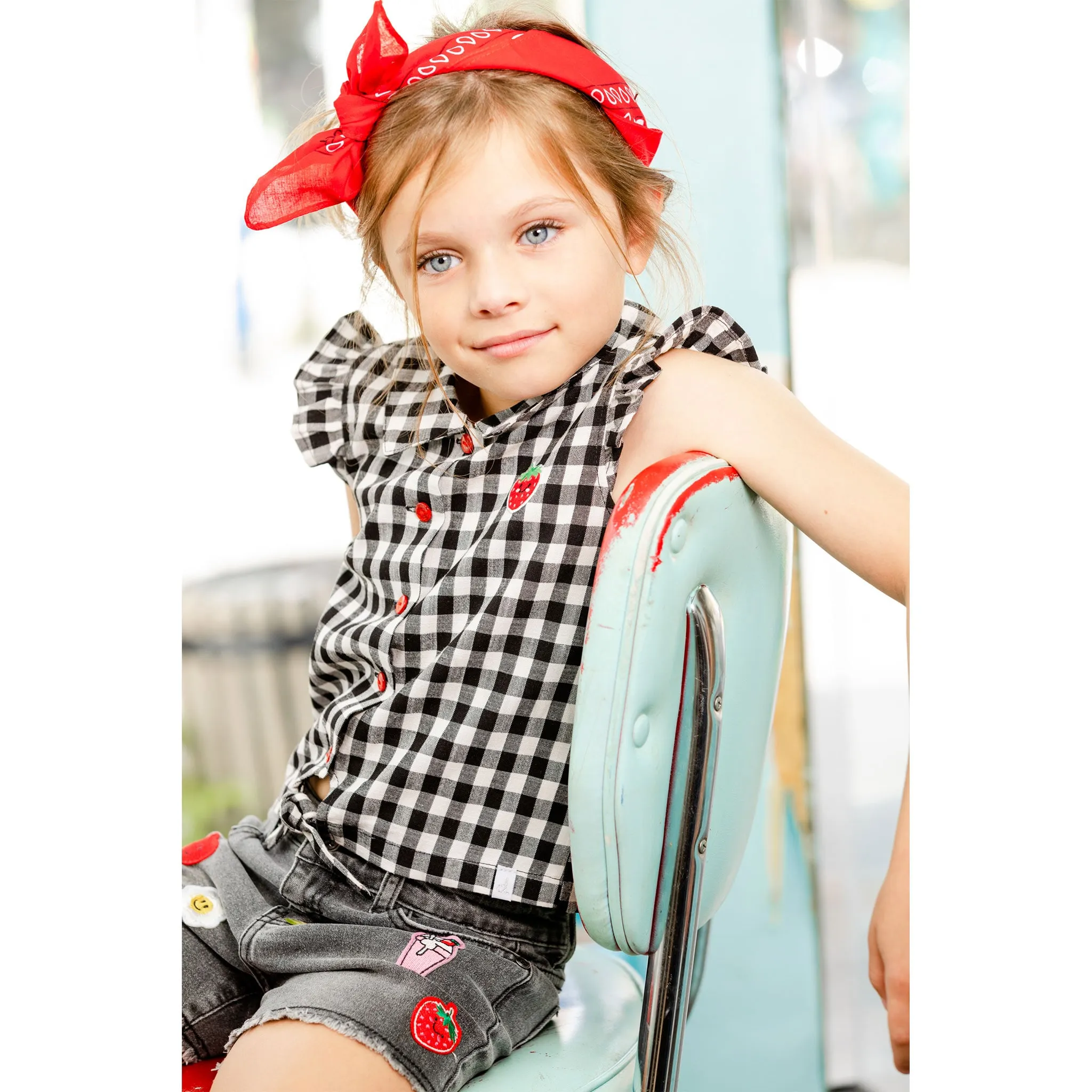 Deux par Deux Blouse Vichy Fraise 3-6ans