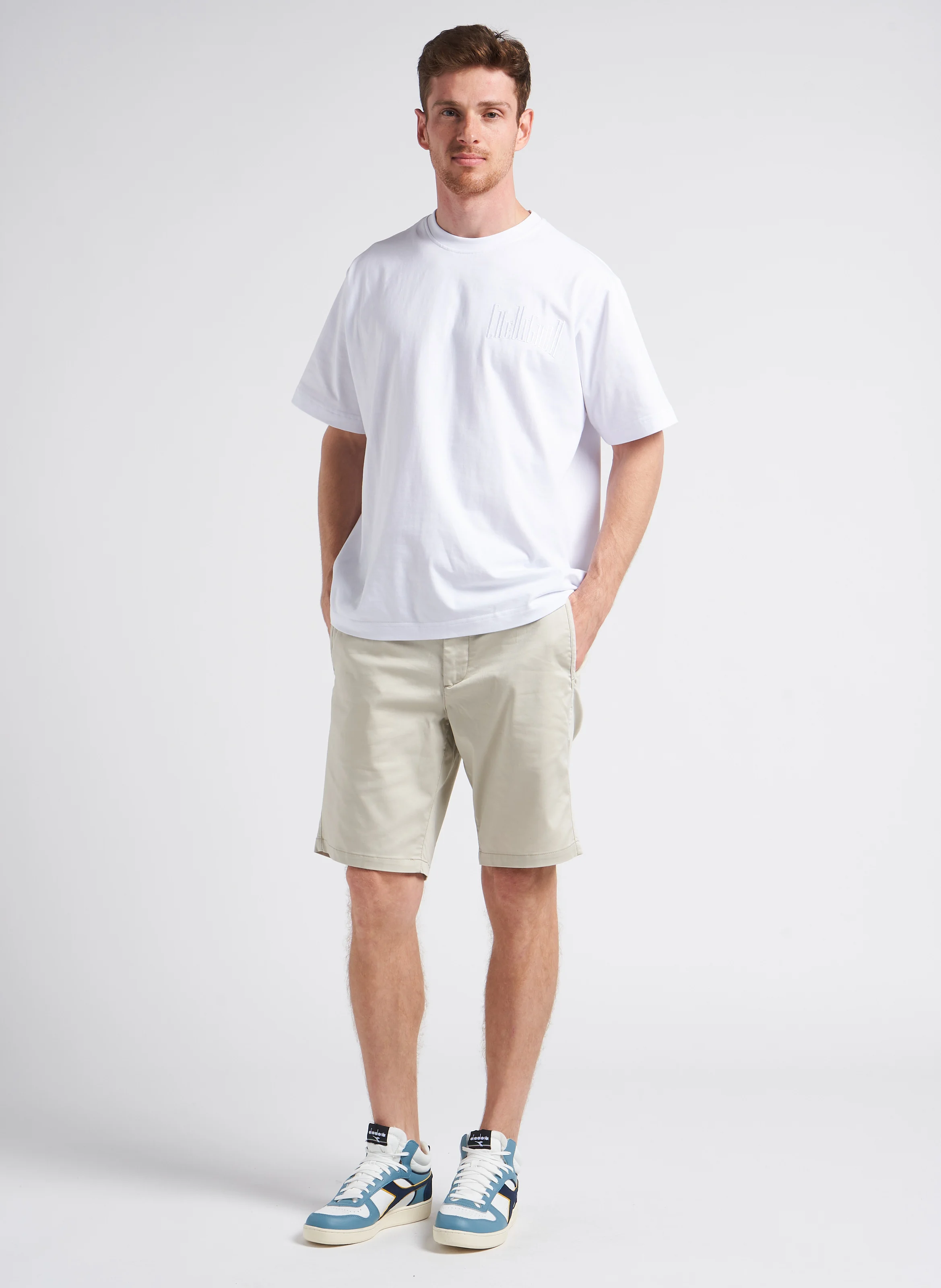 Short en coton mélangé| Blanc