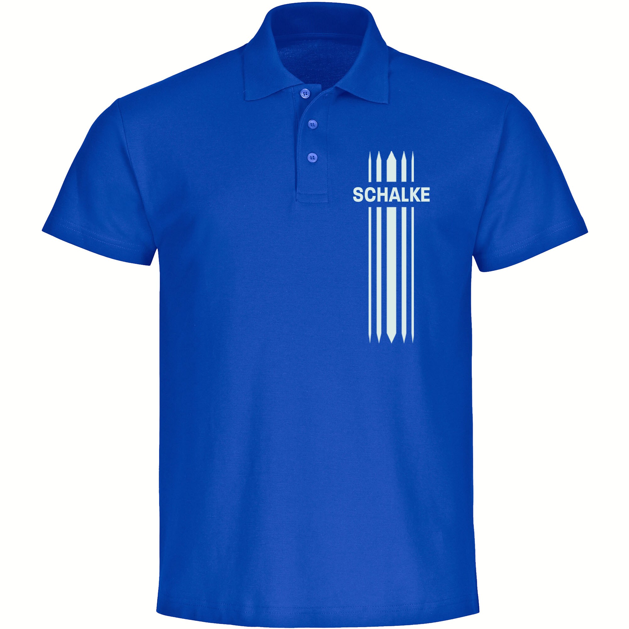 multifanshop® Poloshirt - Schalke - Streifen - Druck weiß
