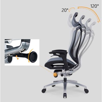 Fauteuil de bureau ASTON - accoudoirs réglables - appui-tête - noir