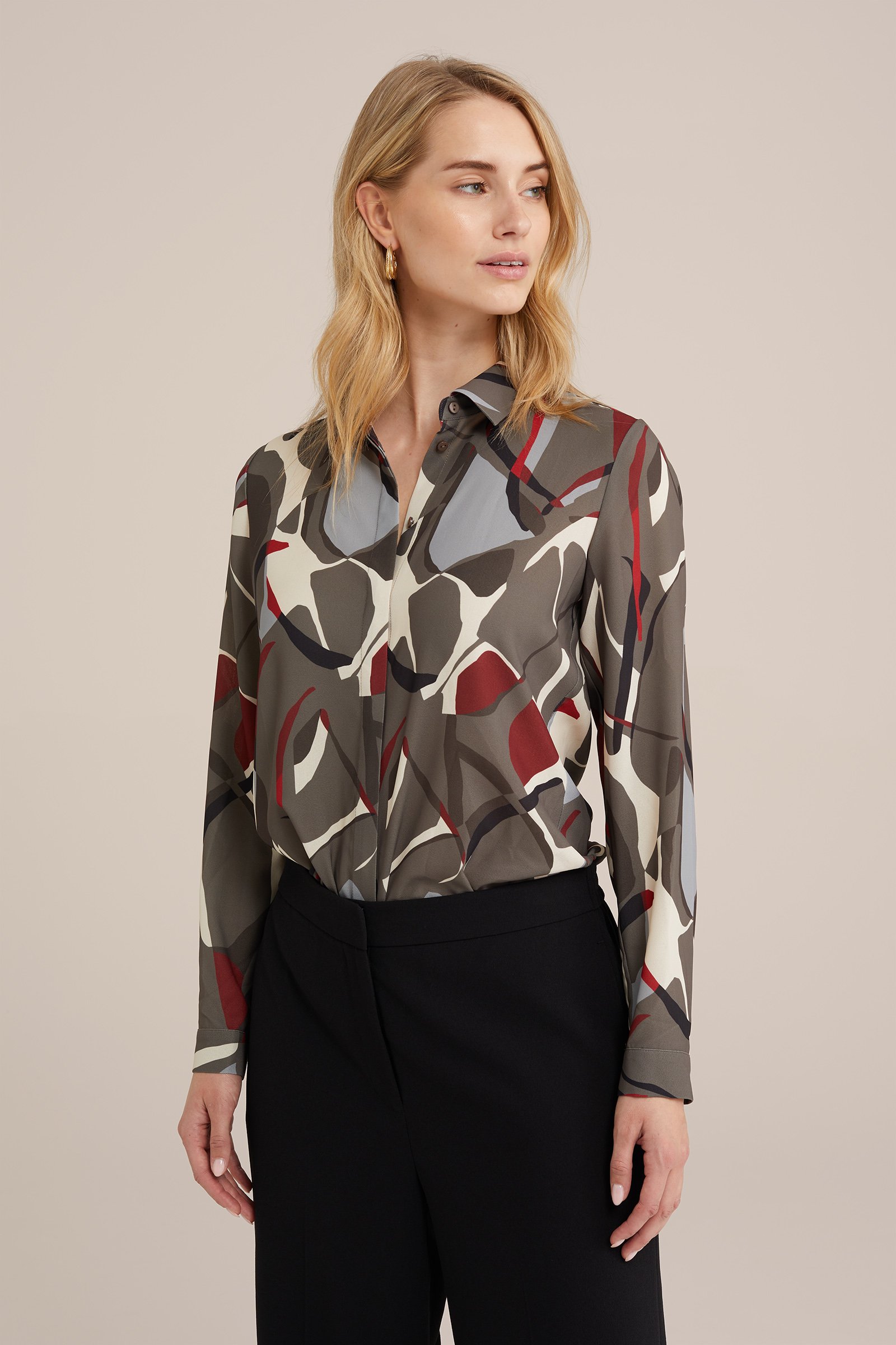 blouse met fijne structuur WE Fashion Grijsgroen
