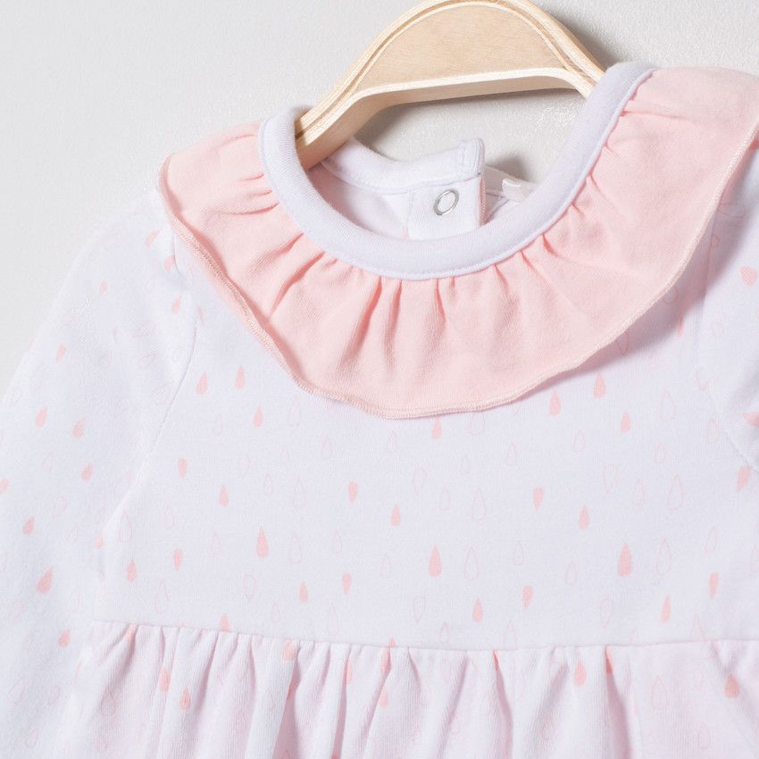 Robe body manches longues avec col volanté - Rose