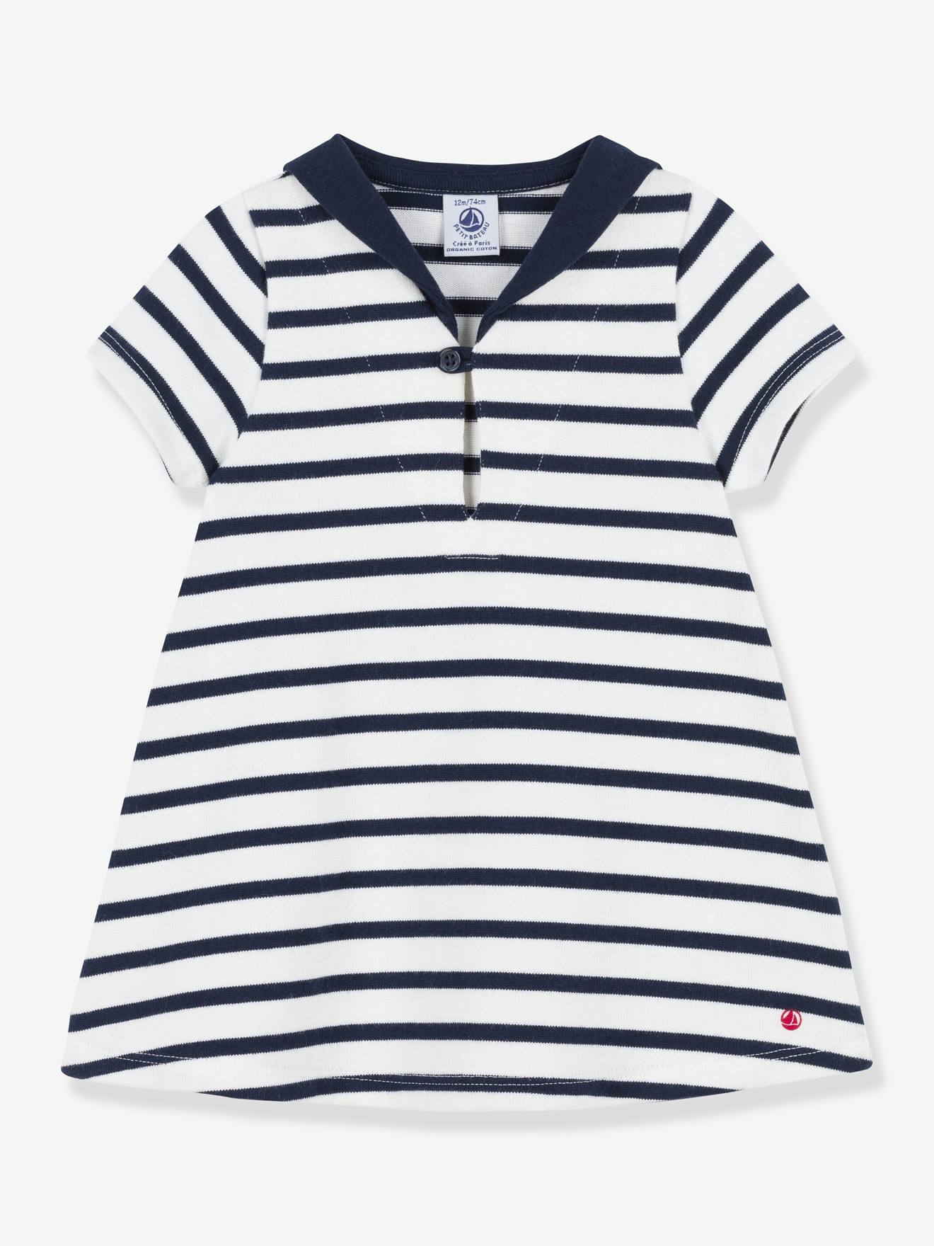 Vestido branco de mangas curtas PETIT BATEAU