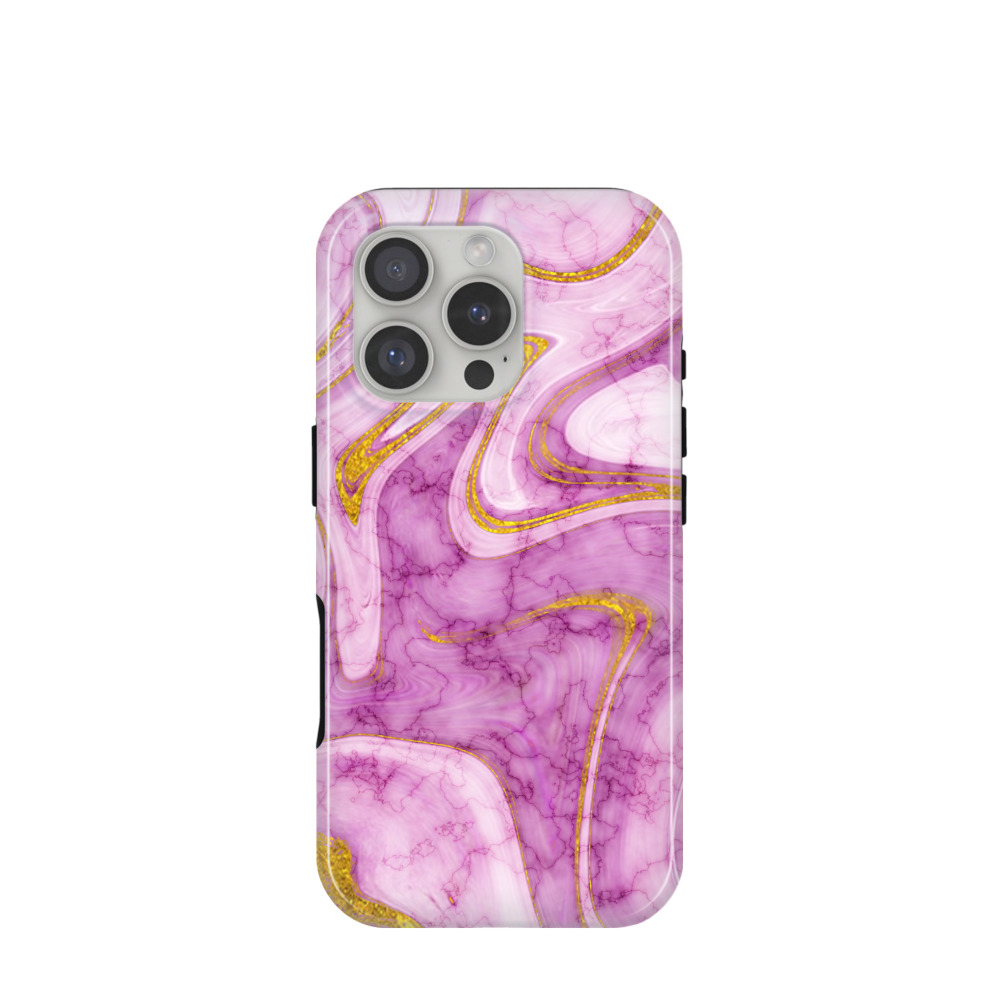 iPhone 16 Pro Hybrid (Kunststoff / Gummi) Hülle Marmor Marble 11 - Pink
