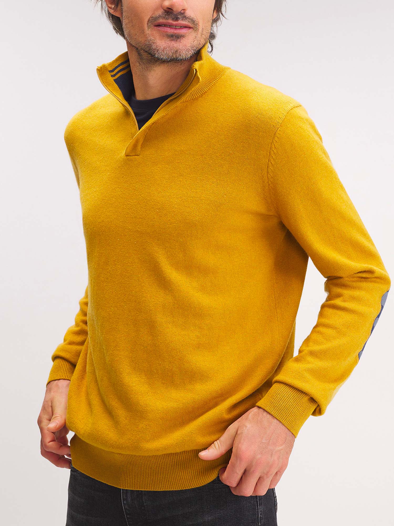 Pull Homme Col Camionneur Jaune
