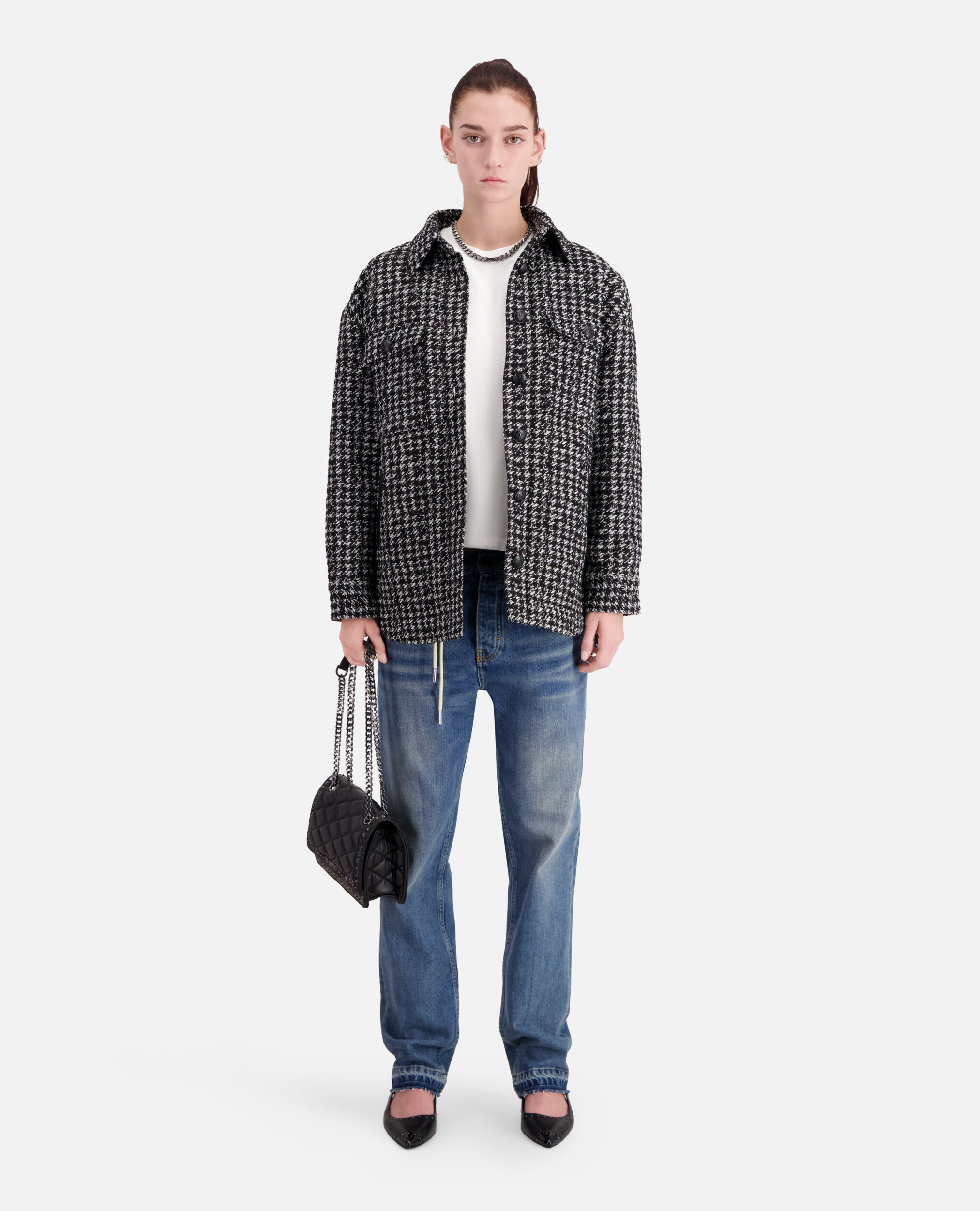 Black tweed overshirt jacket