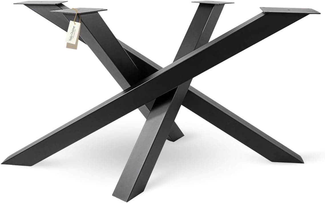 holz4home® Tiempo Spider Tischgestell in Schwarz Pulverbeschichtet I Höhe: 72 cm I Universal Gestell I Standfestes, Gedrehtes Gestell aus Stahl