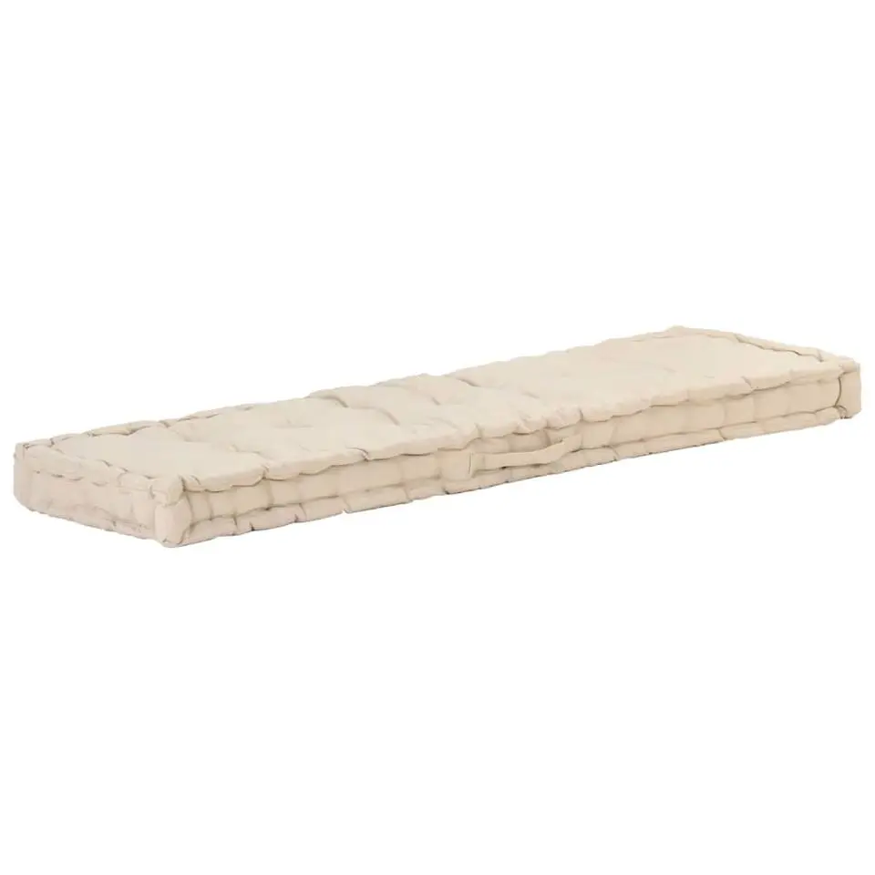 vidaXL - Palletkussen - Beige - Katoen - 120 x 40 x 7 cm & 120 x 80 x 10 cm