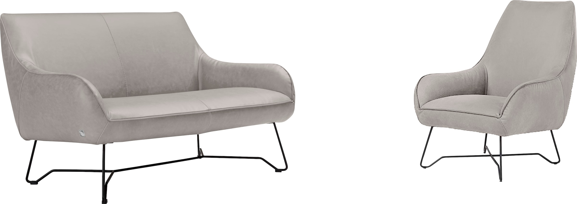 Egoitaliano Polstergarnitur »Namy, Designobjekt mit hohem Sitzkomfort und toller Detailverarbeitung« Set aus 2-Sitzer und Sessel, edles Metallgestell