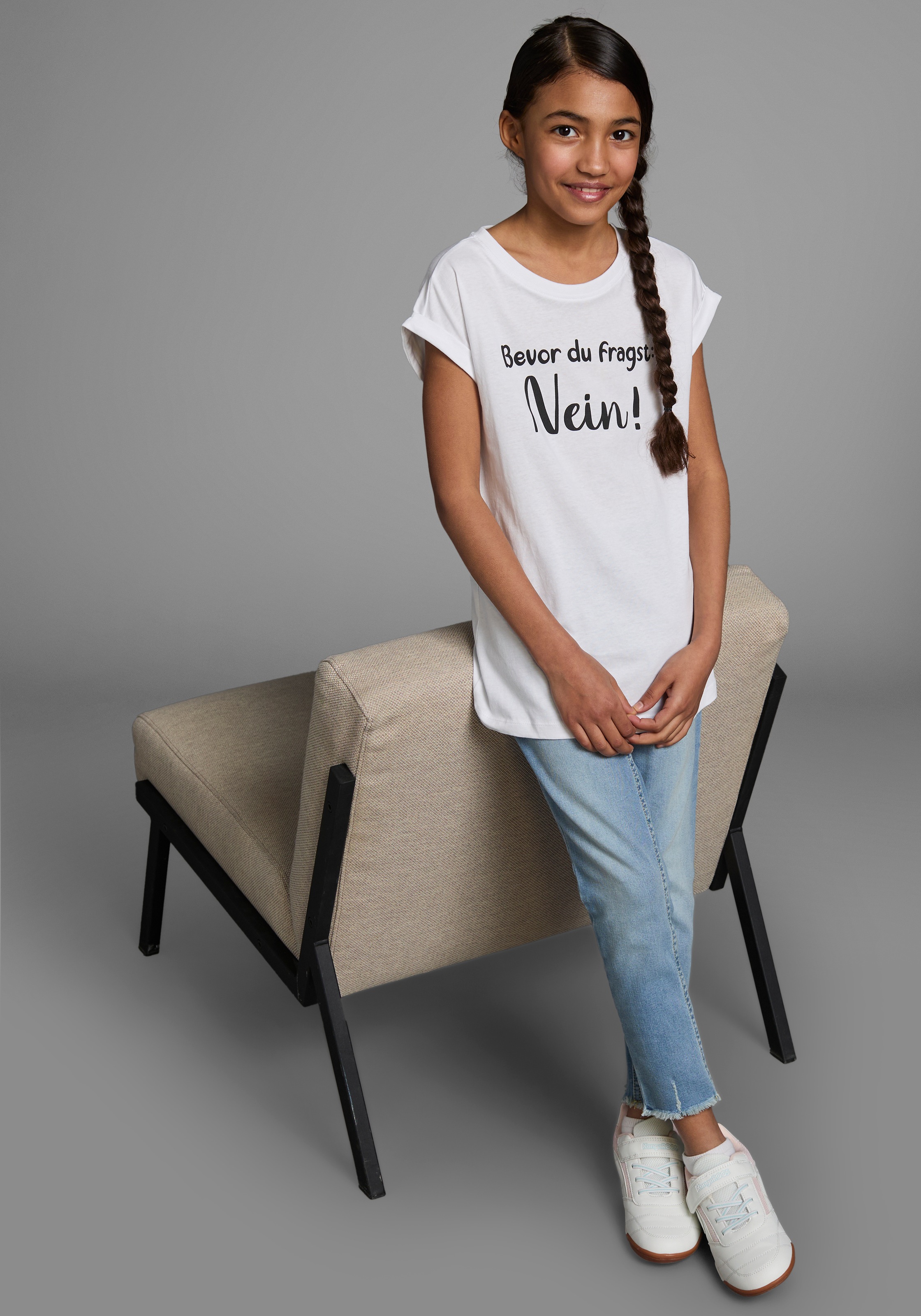 KIDSWORLD T-Shirt »Bevor Du fragst:   NEIN!«, Kurzarm,  mit Print,  Rundhalsausschnitt