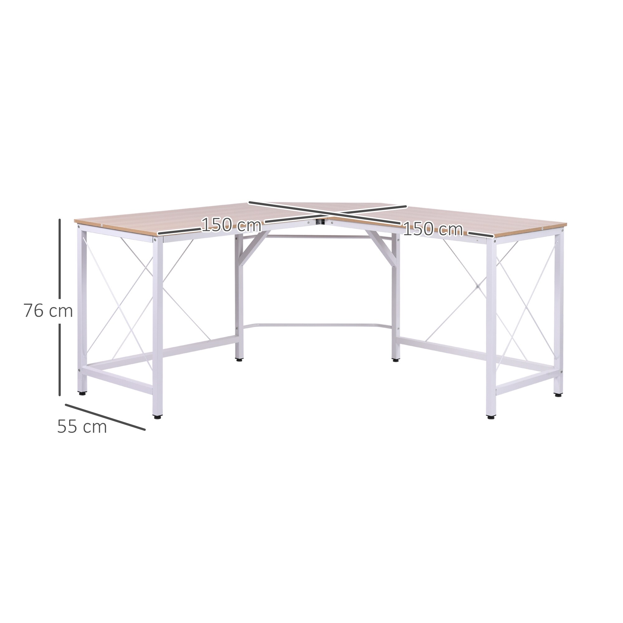 HOMCOM Winkelschreibtisch 150 x 150 x 76 cm (LxBxH)