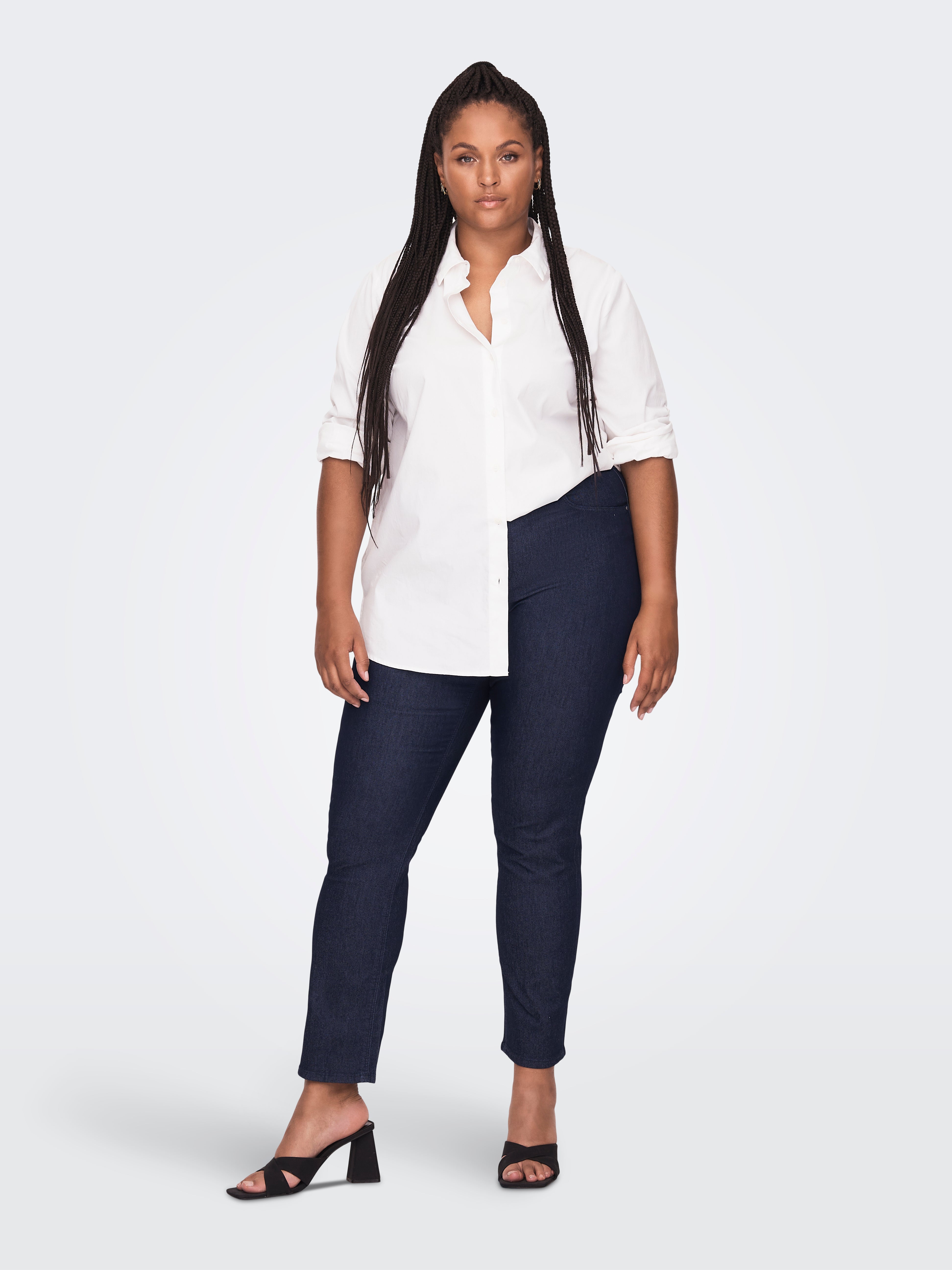 CARHIRIS Mittlere Taille Gerade geschnitten Jeans Dark Blue Denim