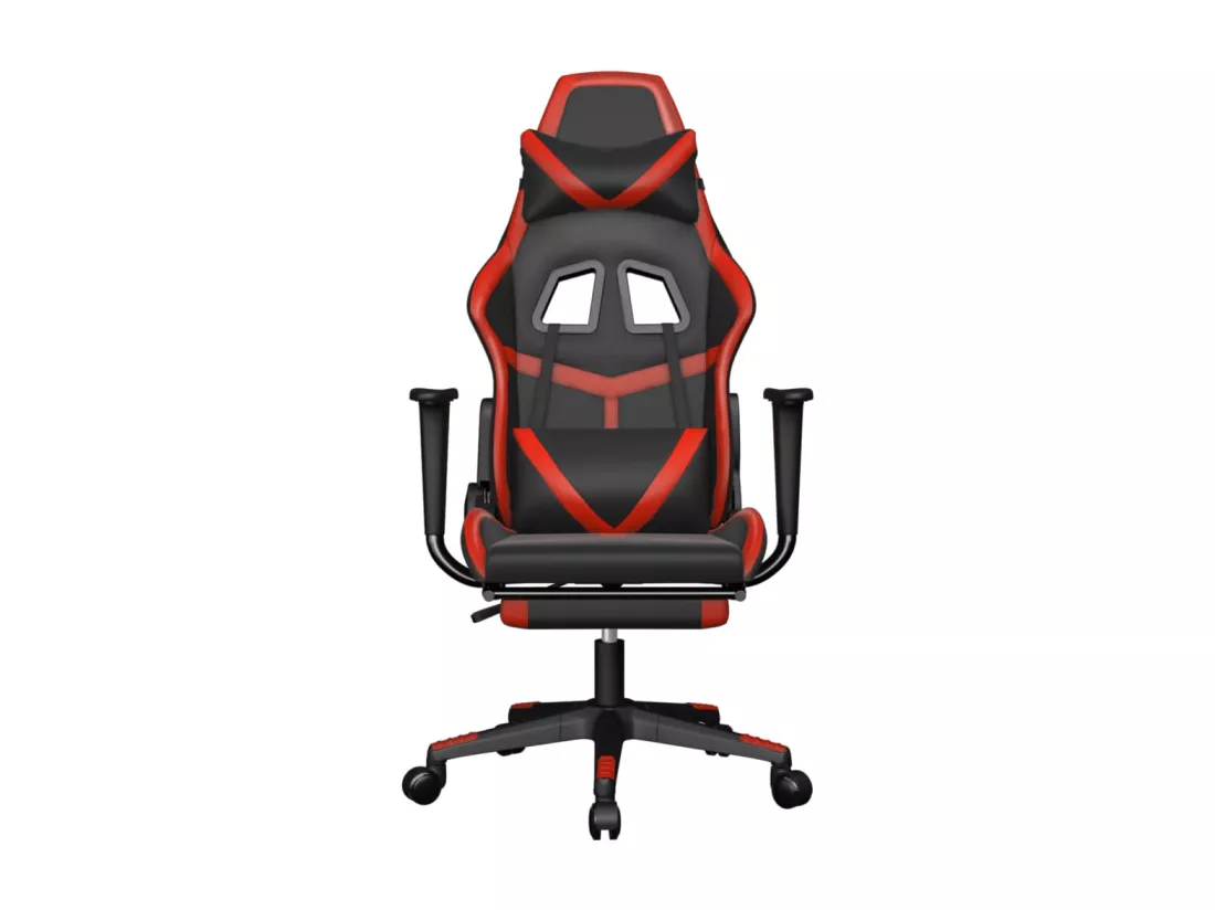 Chaise de jeu de massage avec repose-pied Noir&Rouge Similicuir