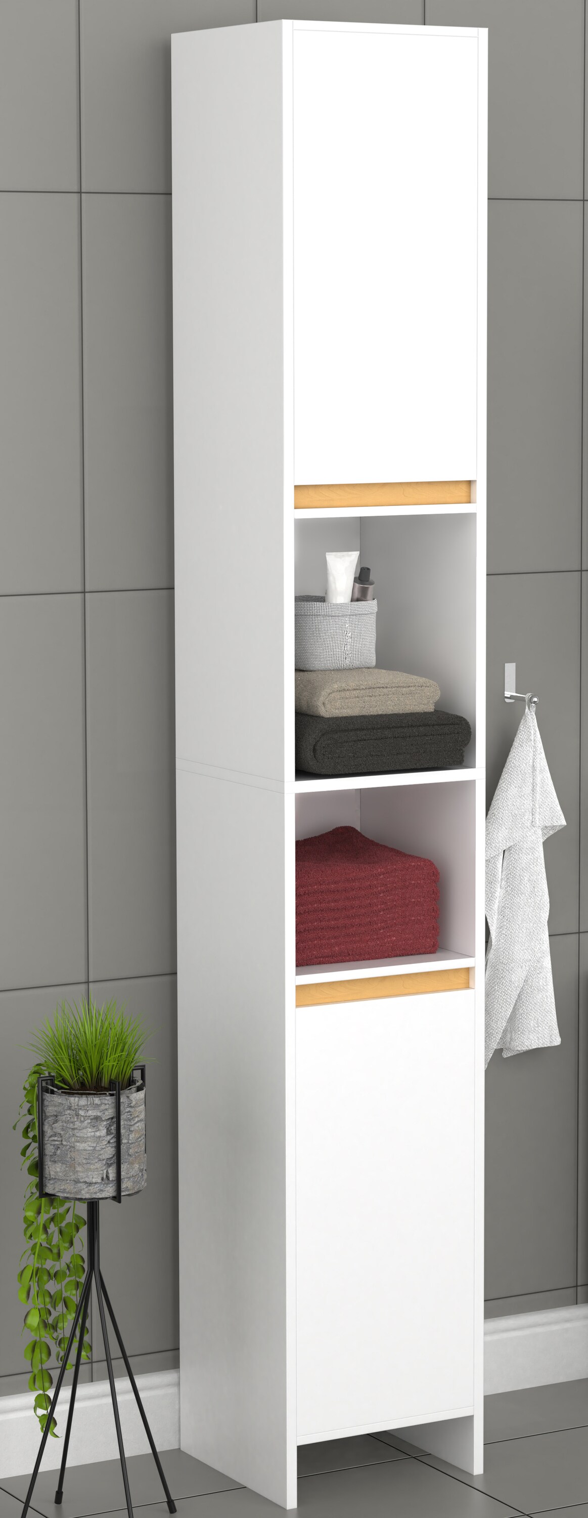 VCM Holz Badmöbel Stand Badregal Badezimmer Badschrank Hochschrank Malira