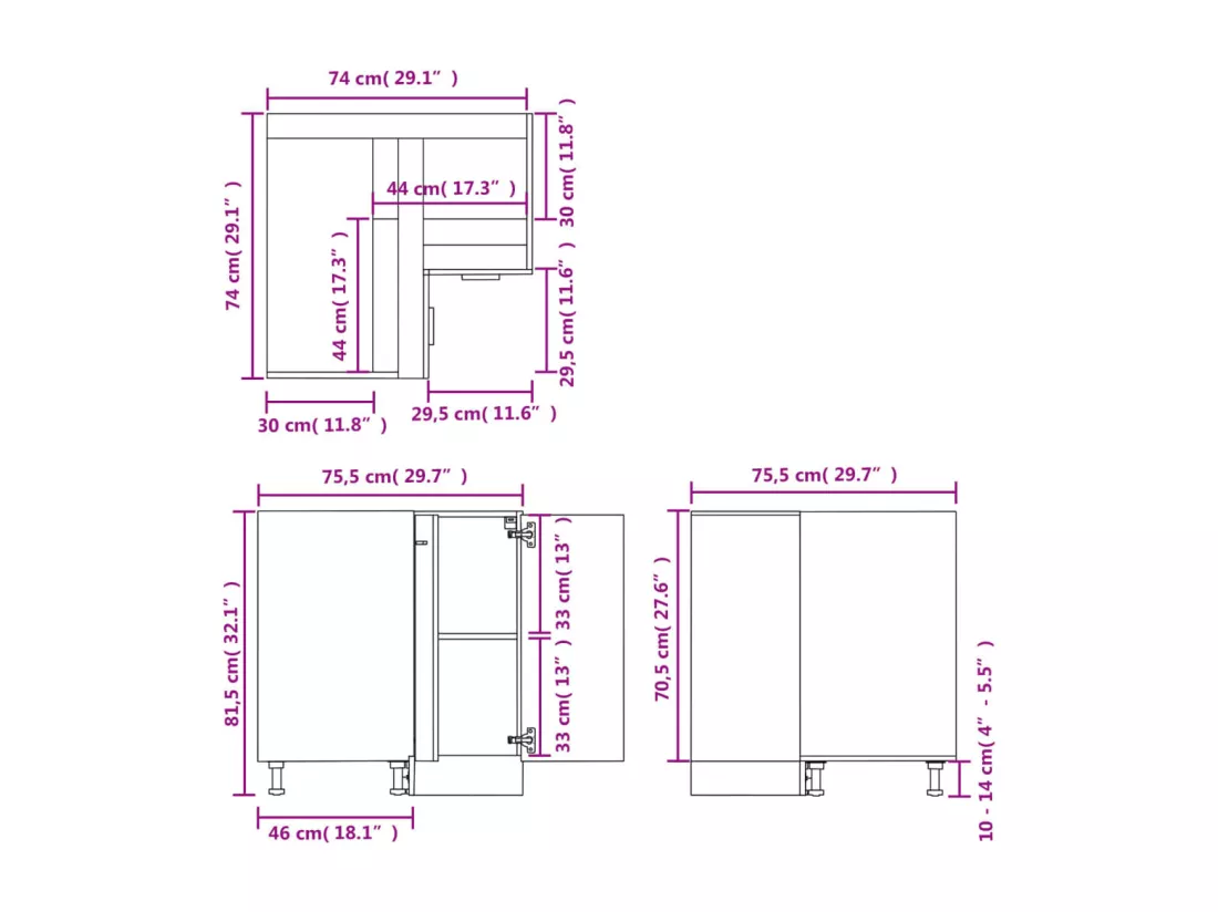 Armoire de plancher d'angle 