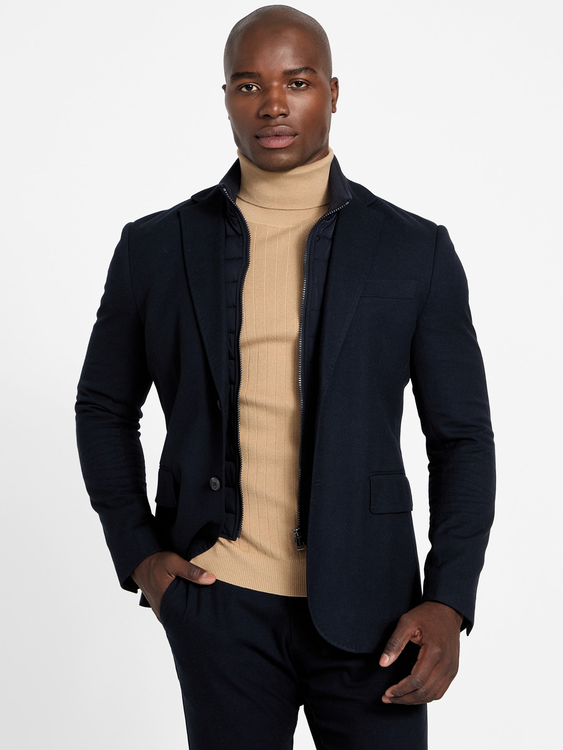 Blazer utilitário em mistura de lã