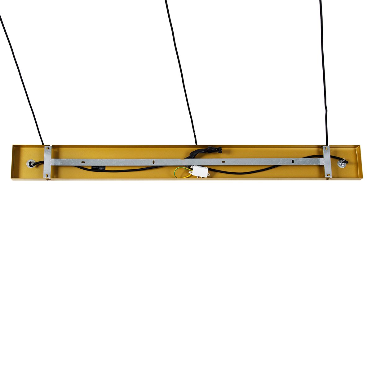 Hanglamp goud met amber glas 23 cm langwerpig 3-lichts - Kevin