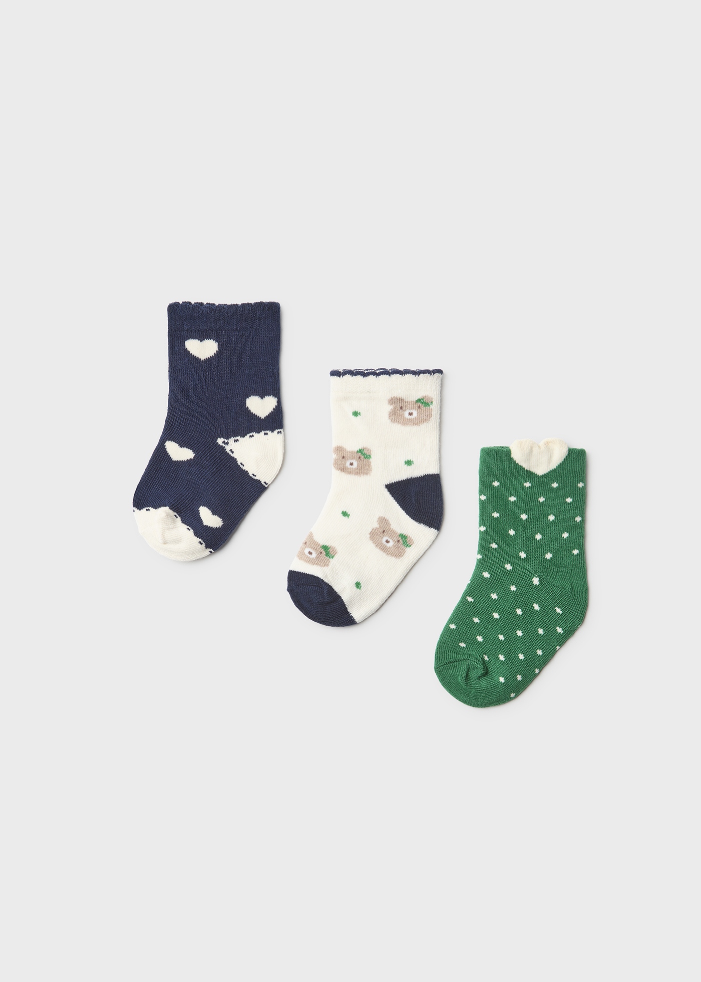 Conjunto de 3 meias de algodão orgânico para bebê