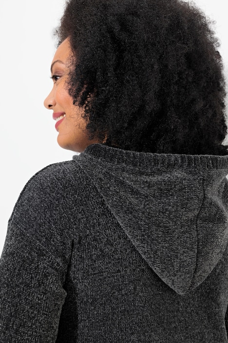 Chenille-Hoodie, Kapuze, Kordel, Langarm