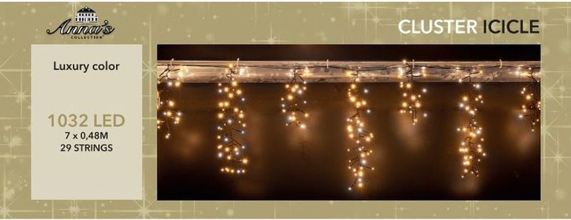 Anna's Collection Ijspegelverlichting lichtsnoer - 1032 led lampjes - warm wit - 700 cm