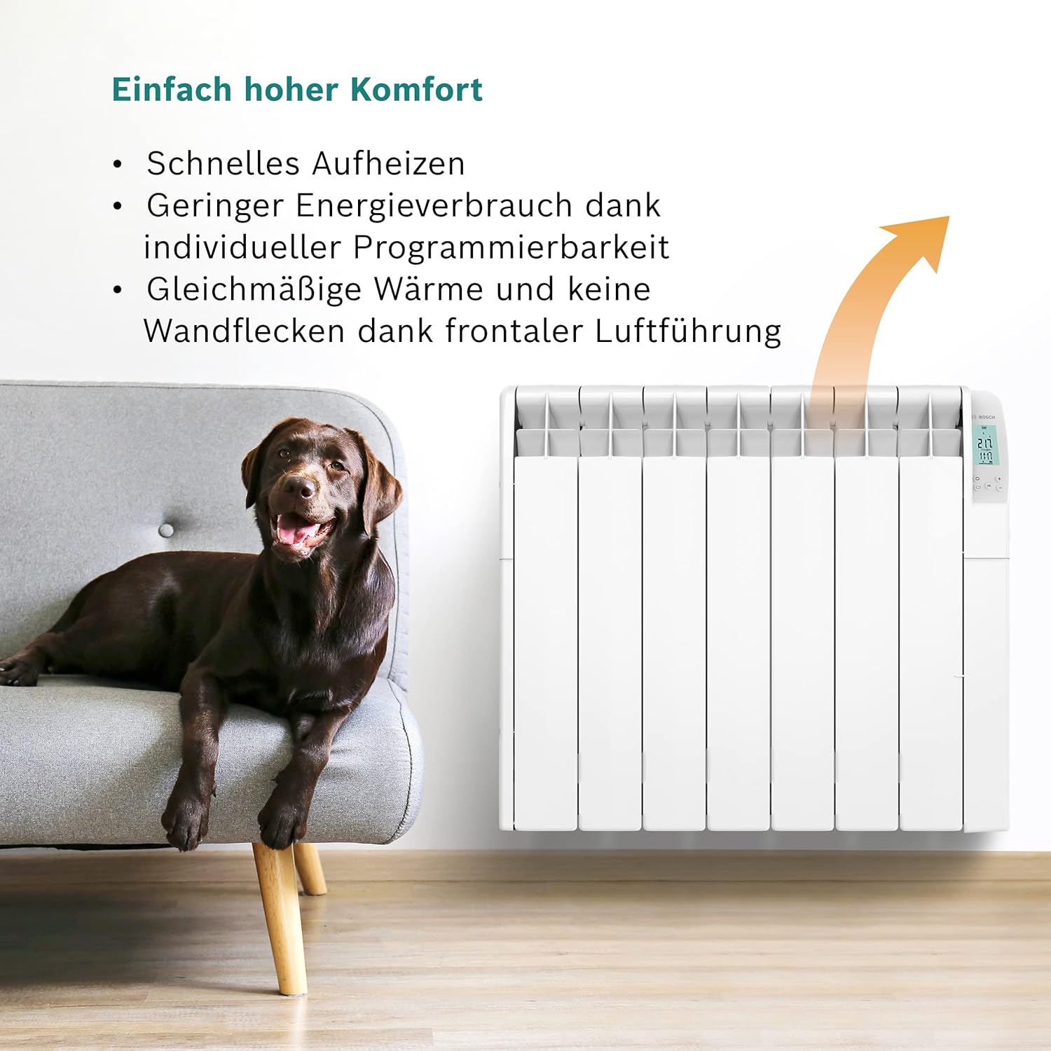 Bosch Heat Radiator 5500 mit 750 W - Ölradiator - Elektroheizung mit Digitalanzeige und programmierbarer Steuerung (inkl. Wochenprogramm)