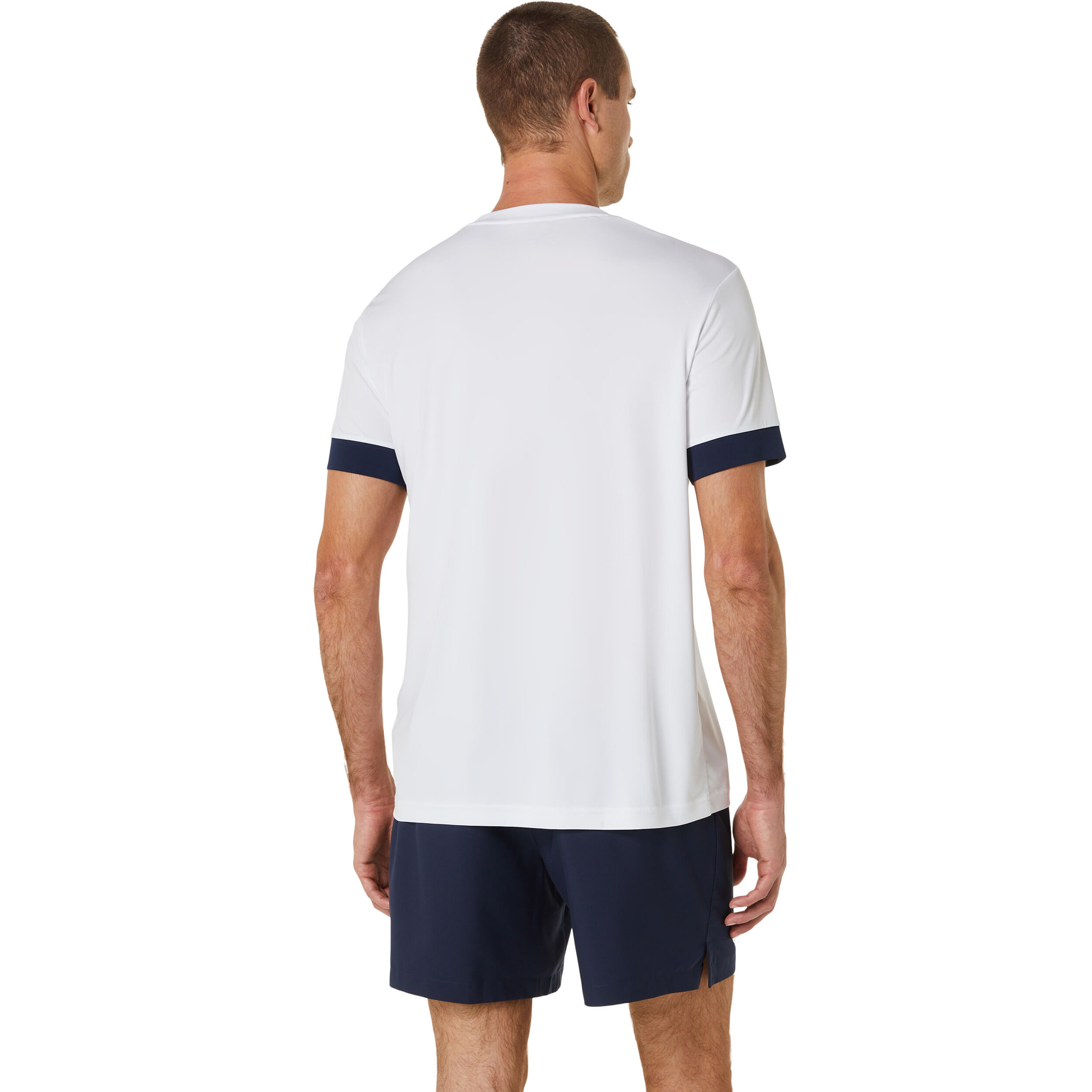 ASICS Court Shortsleeve Tee T-shirt Hommes - Blanc , Bleu Foncé